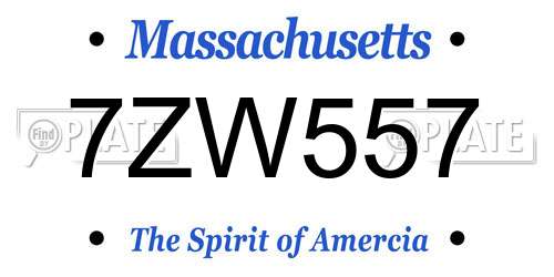 7ZW557 Massachusetts License Plate