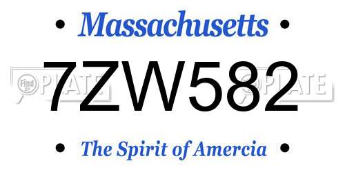7ZW582 Massachusetts License Plate