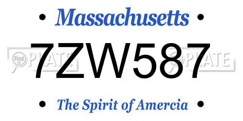 7ZW587 Massachusetts License Plate