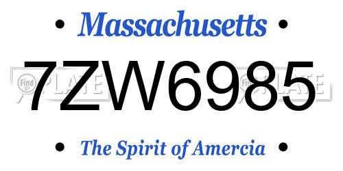 7ZW6985 Massachusetts License Plate