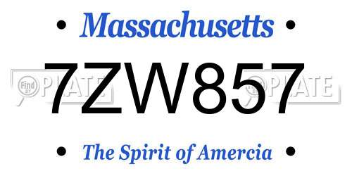 7ZW857 Massachusetts License Plate