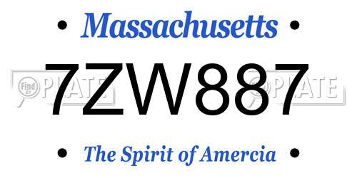 7ZW887 Massachusetts License Plate