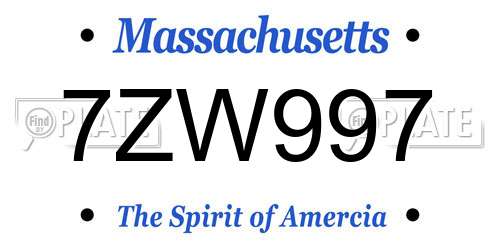 7ZW997 Massachusetts License Plate