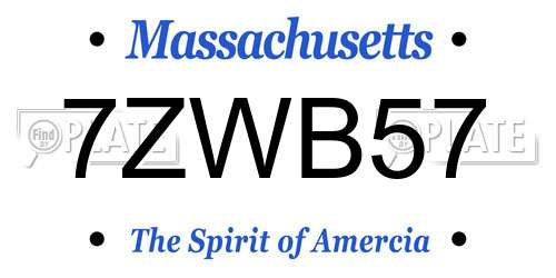 7ZWB57 Massachusetts License Plate