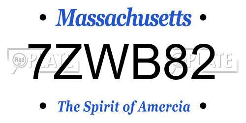 7ZWB82 Massachusetts License Plate