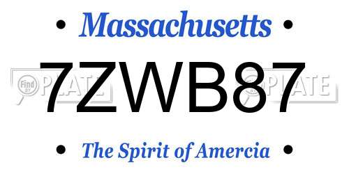 7ZWB87 Massachusetts License Plate