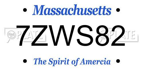 7ZWS82 Massachusetts License Plate
