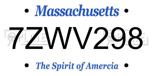 7ZWV298 Massachusetts License Plate