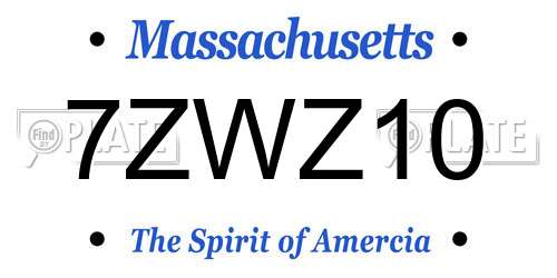 7ZWZ10 Massachusetts License Plate