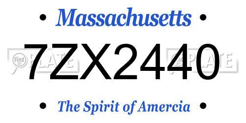 7ZX2440 Massachusetts License Plate