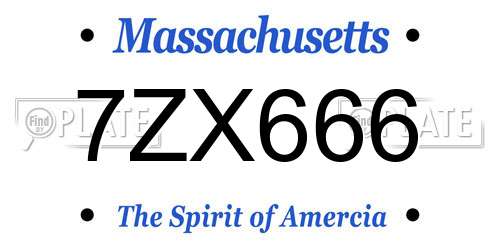 7ZX666 Massachusetts License Plate