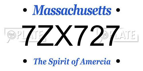 7ZX727 Massachusetts License Plate