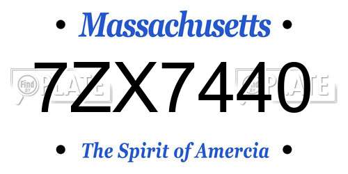 7ZX7440 Massachusetts License Plate