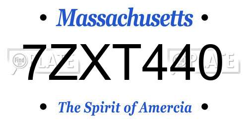 7ZXT440 Massachusetts License Plate