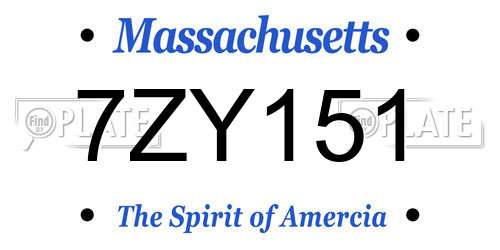 7ZY151 Massachusetts License Plate