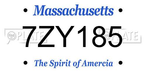 7ZY185 Massachusetts License Plate