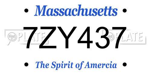 7ZY437 Massachusetts License Plate