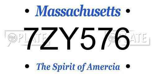 7ZY576 Massachusetts License Plate
