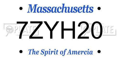 7ZYH20 Massachusetts License Plate