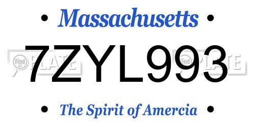 7ZYL993 Massachusetts License Plate
