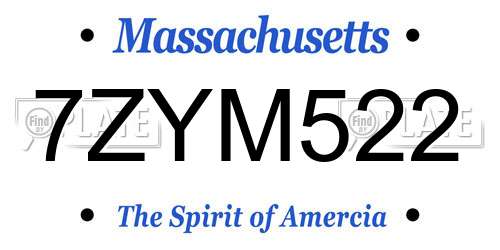 7ZYM522 Massachusetts License Plate