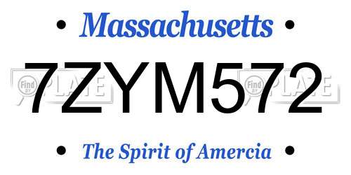 7ZYM572 Massachusetts License Plate