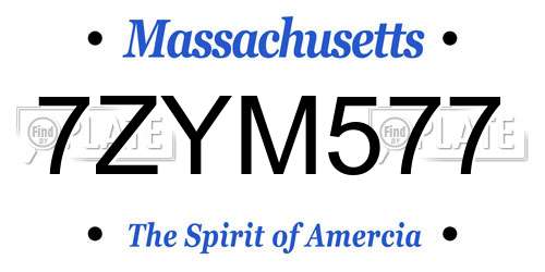7ZYM577 Massachusetts License Plate