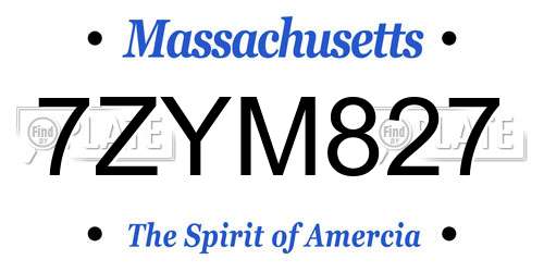 7ZYM827 Massachusetts License Plate