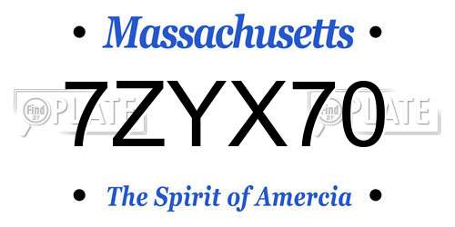 7ZYX70 Massachusetts License Plate