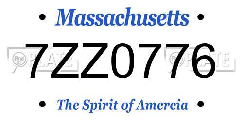 7ZZ0776 Massachusetts License Plate