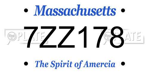 7ZZ178 Massachusetts License Plate