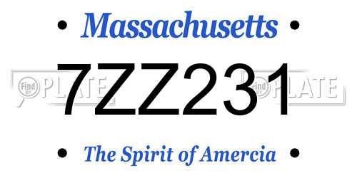 7ZZ231 Massachusetts License Plate
