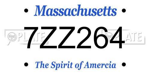 7ZZ264 Massachusetts License Plate