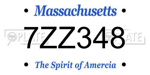 7ZZ348 Massachusetts License Plate