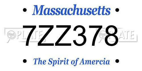 7ZZ378 Massachusetts License Plate