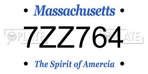 7ZZ764 Massachusetts License Plate