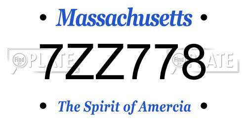 7ZZ778 Massachusetts License Plate