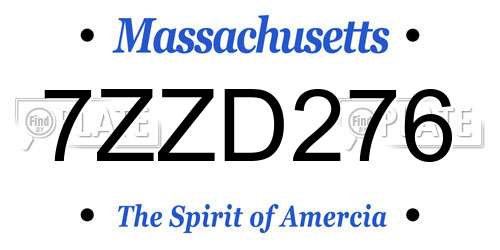 7ZZD276 Massachusetts License Plate