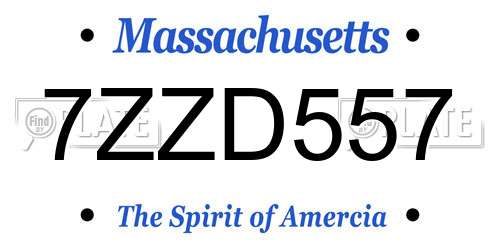 7ZZD557 Massachusetts License Plate