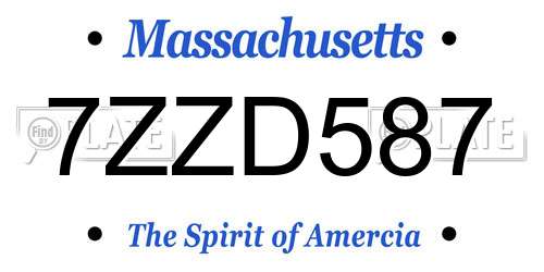 7ZZD587 Massachusetts License Plate