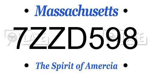 7ZZD598 Massachusetts License Plate