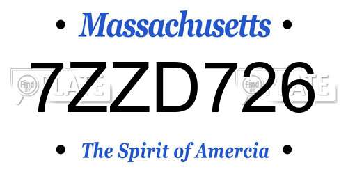 7ZZD726 Massachusetts License Plate