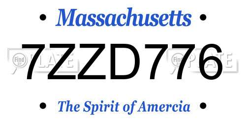 7ZZD776 Massachusetts License Plate