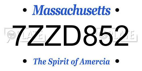 7ZZD852 Massachusetts License Plate