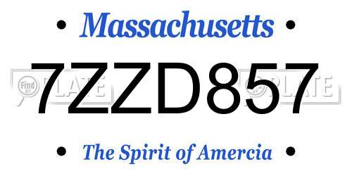 7ZZD857 Massachusetts License Plate