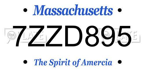 7ZZD895 Massachusetts License Plate