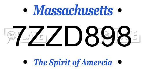 7ZZD898 Massachusetts License Plate