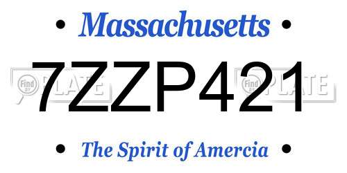 7ZZP421 Massachusetts License Plate