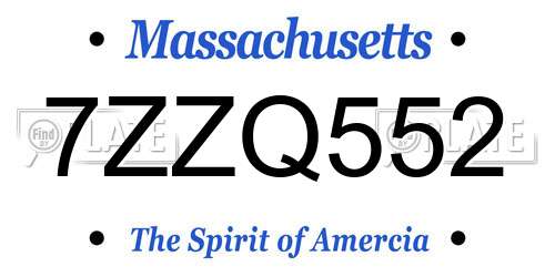 7ZZQ552 Massachusetts License Plate