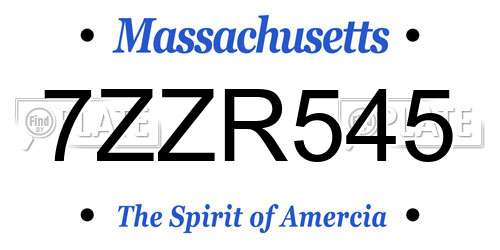 7ZZR545 Massachusetts License Plate